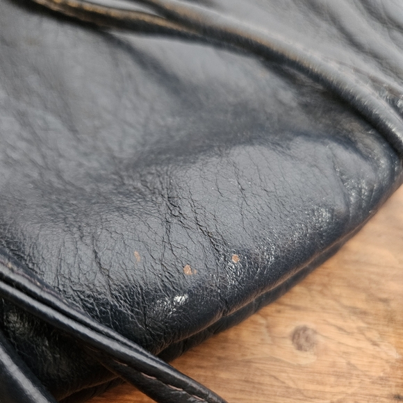 Vintage Mid-century Navy Purse W/ Lucite Or Bakelite Frame And Clasp Women's Bag - Picture 10 of 14